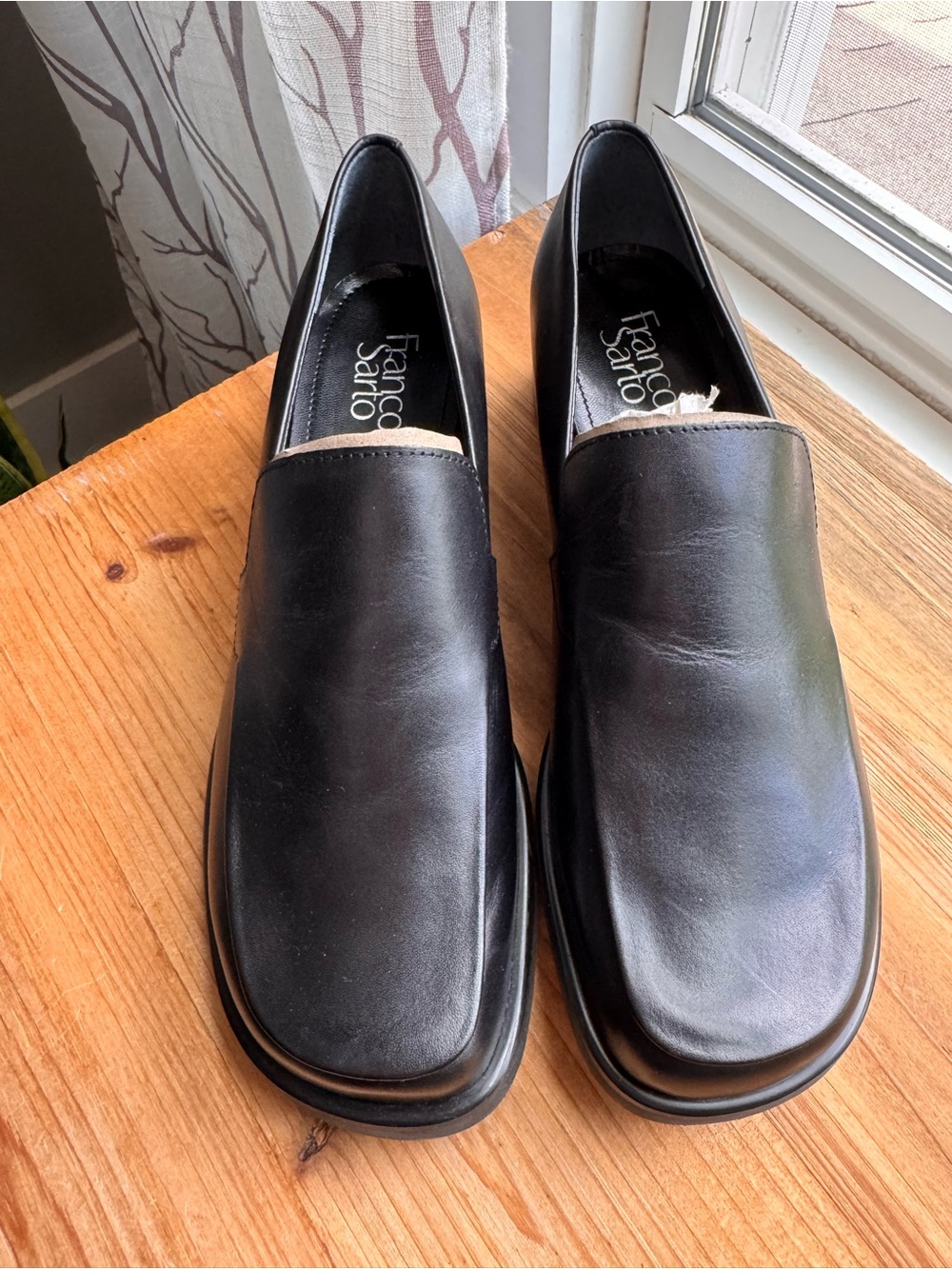 NEW Franco Sarto Bocca Flex Black Leather Loafers Shoes Size 9 - Picture 2 of 8